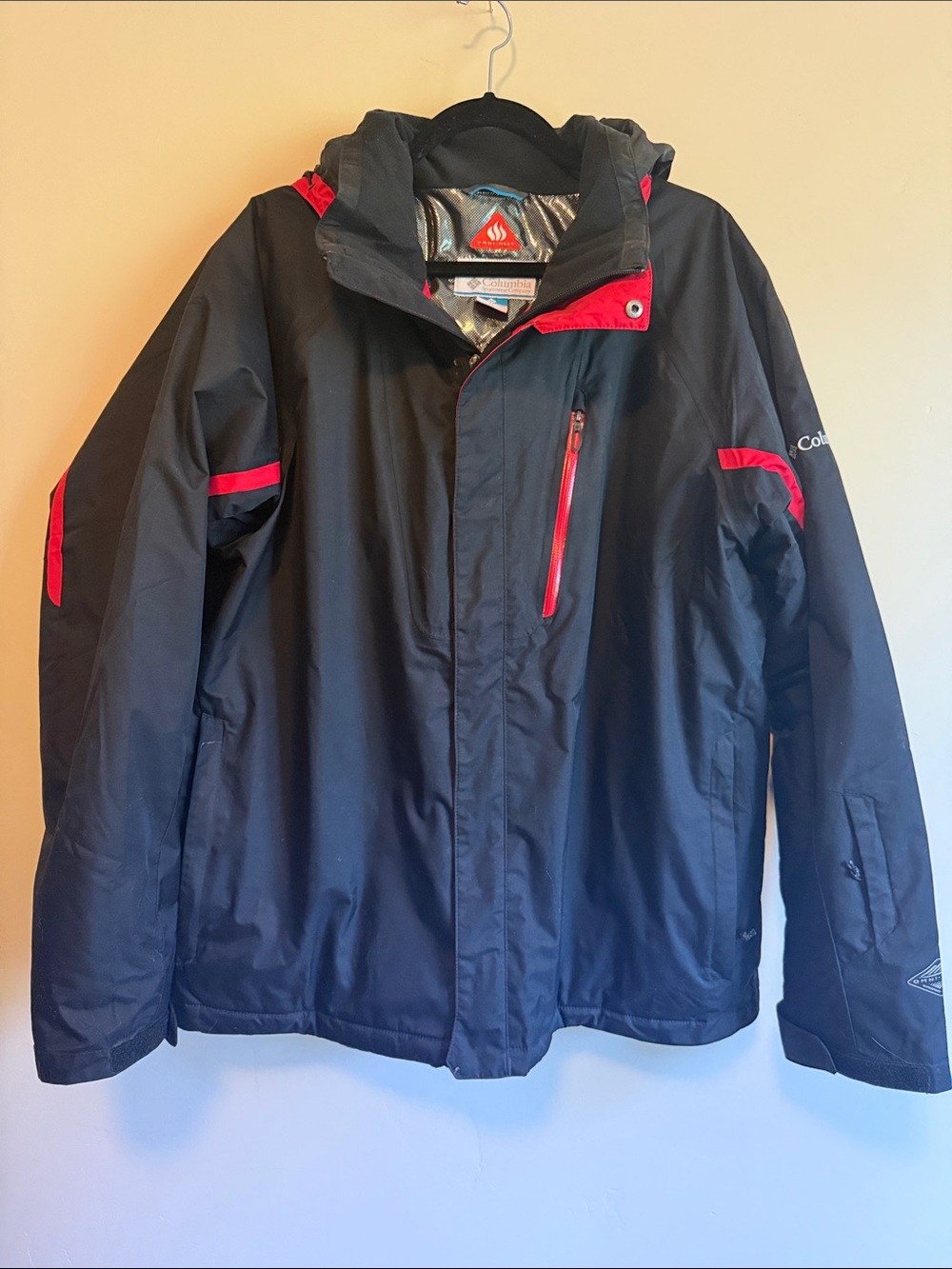 Columbia Black Jacket with Red Accents